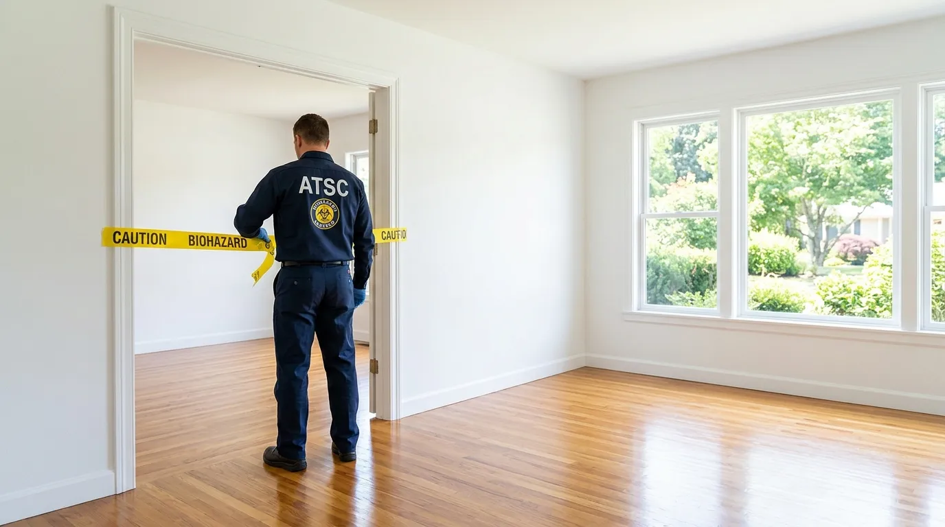 Certified biohazard cleanup crew performing Trauma Scene Cleanup in Hamilton Square